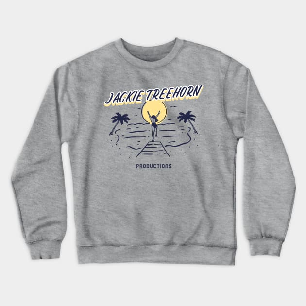 Jackie Treehorn Productions Beach Logo Funny Big Lebowski Crewneck Sweatshirt by GIANTSTEPDESIGN